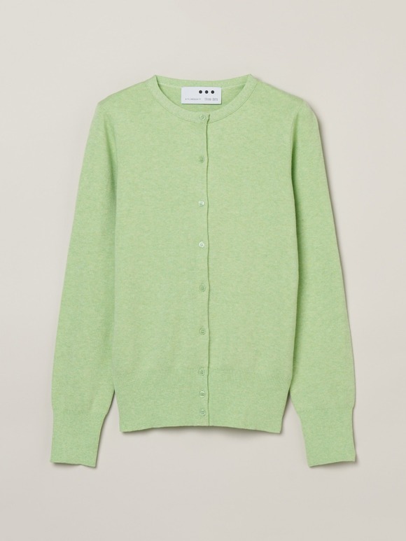 Cotton melange l/s crew cardigan