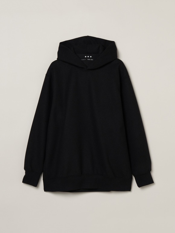 Wooly jersey hooded top