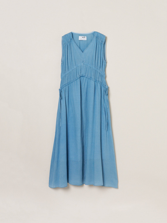 Air denim gather dress