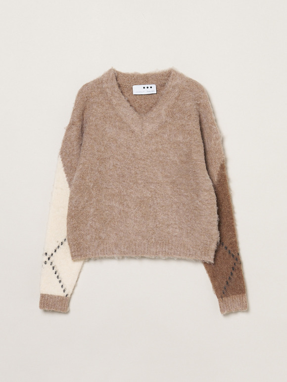 Cloudy shaggy argyle boxy tops