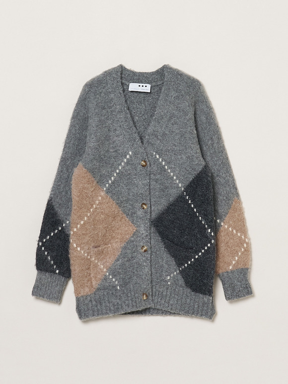 Cloudy shaggy argyle cardigan