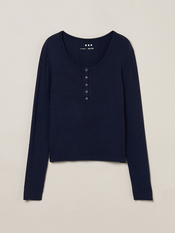 Rayon knit rib jersey henry top