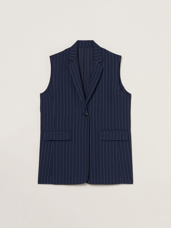 Crisp weave long gillet