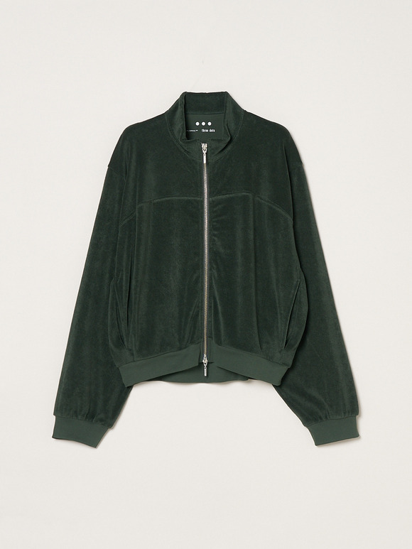 Velvet pile zip up blouson