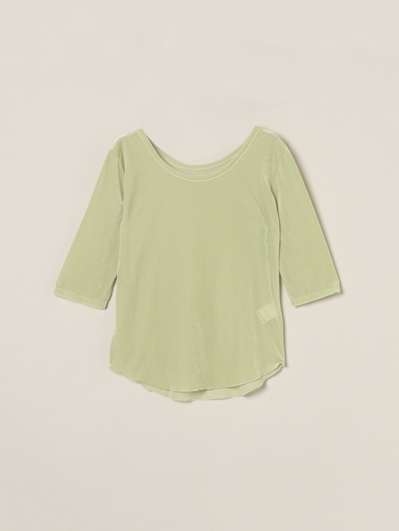 Sheer velour double open neck T