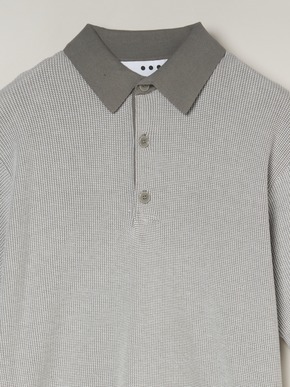 Men's organic cotton waffle polo 詳細画像